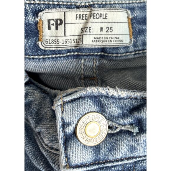 Free People Vintage Wide Leg Crop Button Fly Jeans Women’s Size 25 - Picture 3 of 5